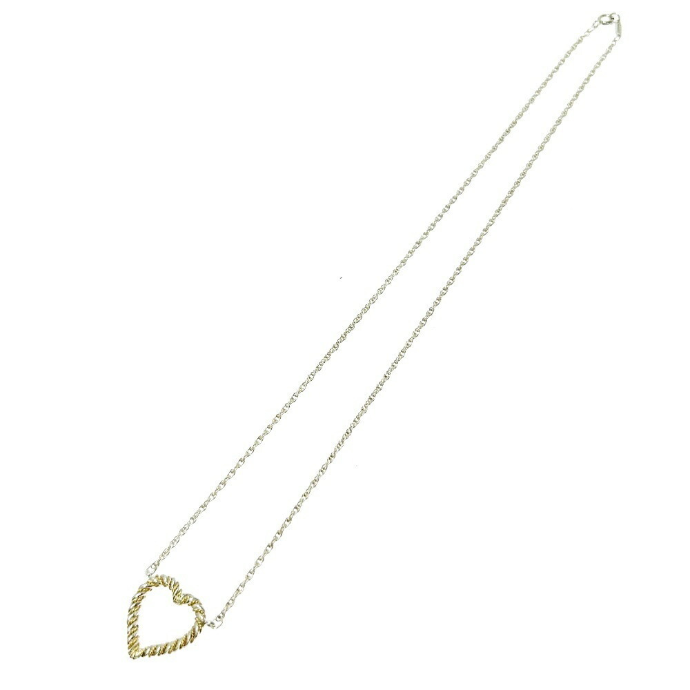 TIFFANY Co Silver Gold Twisted Heart Necklace